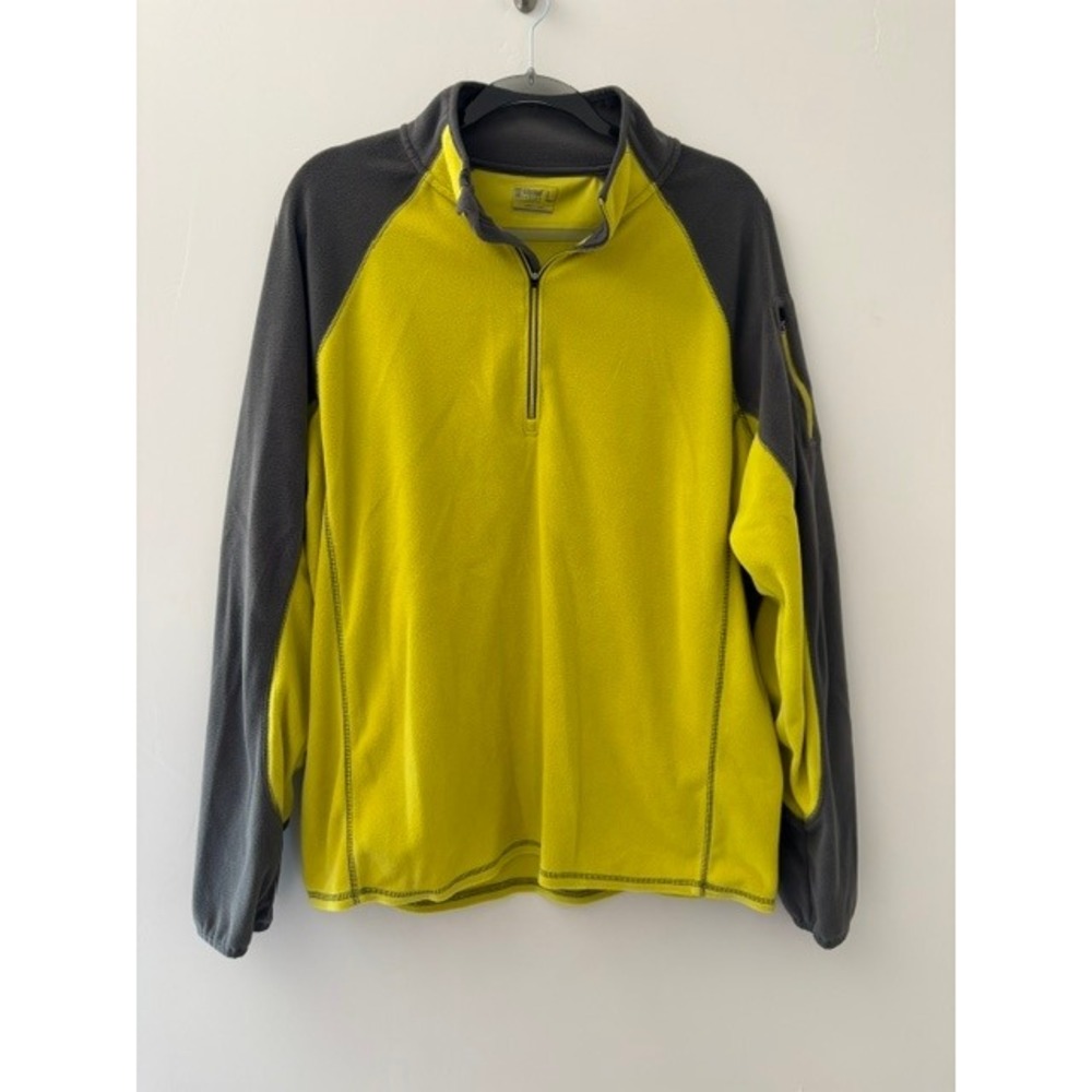 Alpine Design Mens Quarter Zip Fleece Pullover Lime Green Grey Large Activewear